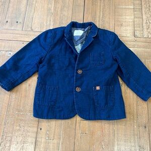 Zara dark cotton denim chambray blazer